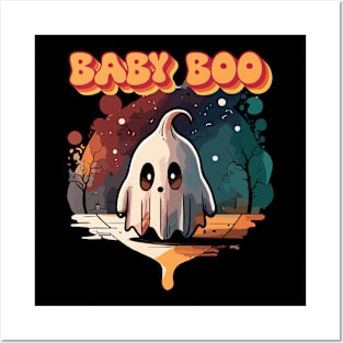 Baby Boo Cute Ghost Halloween Design Posters and Art